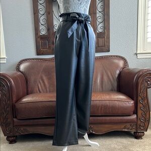 Vero Moda Black Vegan Leather (Pleather) Pants with Belt